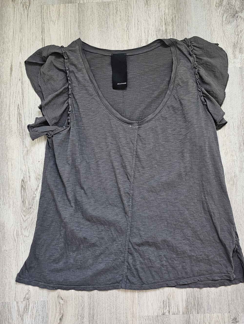 Heather V Neck Ruffle Sleeve Cotton Blouse